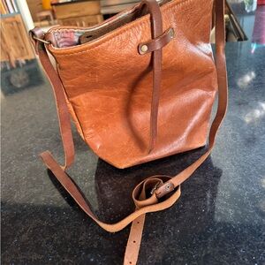 Soft Brown Leather Bucket Bag